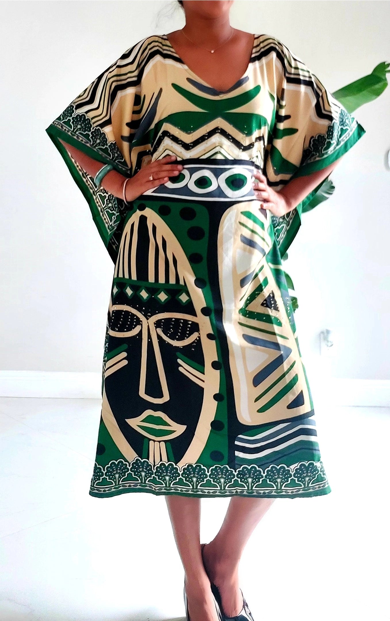 Afro Print Middi Kaftan Women's African Dress