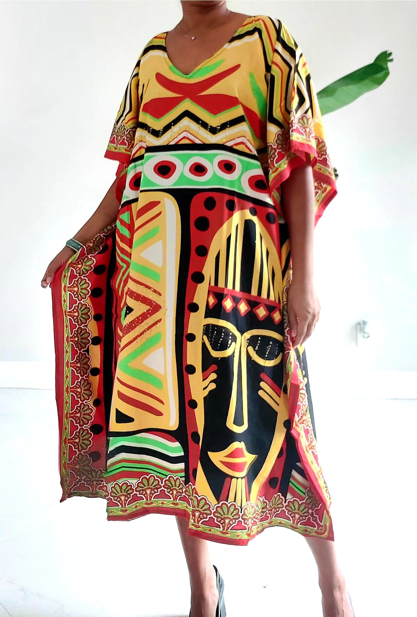 Afro Print Middi Kaftan Women's African Dress